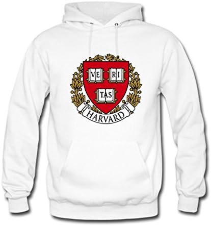 HuaTu Harvard University Logo Youth Hoodie Pullover Unisex Large White