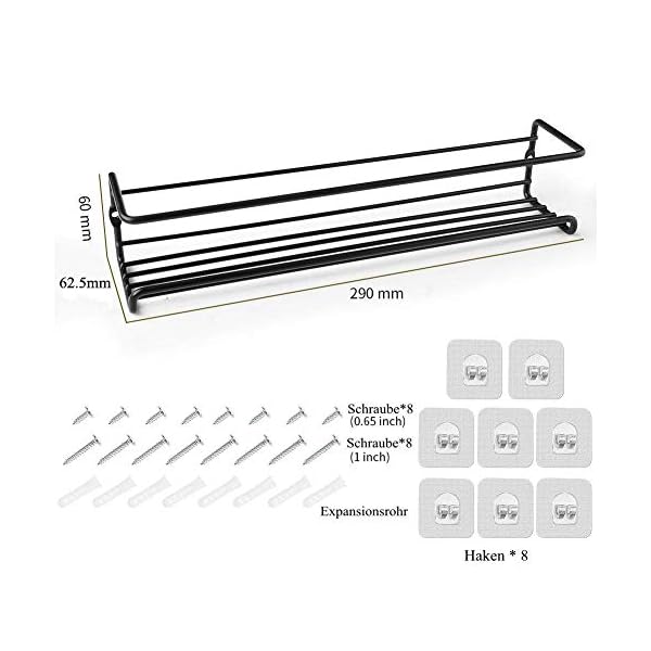 GEEDIAR-Spice-Racks-Organiser-4-Tier-Hanging-Stainless-Steel-Spice-Racks-Wall-Mounted-with-Adhensive-Stickder-Screws-Kitchen-Pantry-Shelf-for-Spices-and-Condiments-Spice-Jars-Black GEEDIAR Spice Racks Organiser - 4 Tier Hanging Stainless Steel Spice Racks Wall Mounted with Adhensive Stickder & Screws…