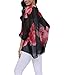 Nicetage Tropical Shirts Sheer Chiffon Blouses for Women Boho Batwing Tops Floral Bat Wing Tunics Plus Size Spring Clothes