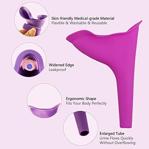 Portable Female Urination Device, Reusable Urinal Funnel | FREE Carry Bag, Disposable Urine Bags | Lets You Pee Standing Up, More Hygienic, Ideal for Camping, Outdoor, Travel, Car, Pregnant Women - Thumbnail 2