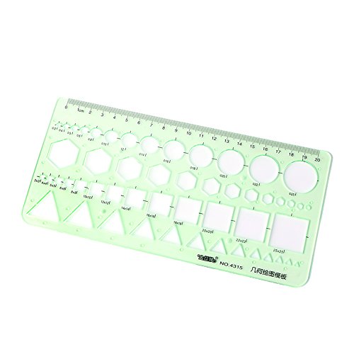 Hukai Plastic Circle Square Hexagon Geometric Template Ruler Stencil Measure Tool NEW - Thumbnail 6
