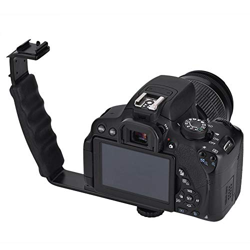 Mugast Camera Flash L-Bracket,Alloy Photography L Mount Holder Support Handle Adapter with Dual Hot Shoe and 1/4 Inch Screw Thread for Mounting Flash,Tripod,Monopod, etc