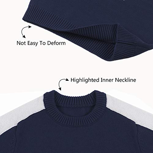 Adory Sweety Tops Thick Warm Sweater for Kids Baby Boy Toddler Adorable Cute Crew Neck Jacquard with Snow Flake Long Sleeve Pullover for Chrismas (Navy, 14Y)