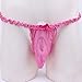 Freebily Men's Lace Thongs G String Sissy Pouch Panties Sheer Mesh Underwear Lingerie Hot Pink Medium (waistline 29.0-43.0