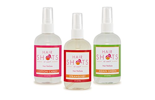 Hair Shots Heat Activated Hair Fragrance Mixer Bundle 3 Items: Cotton Candy, Coconut Mango, Asian Green