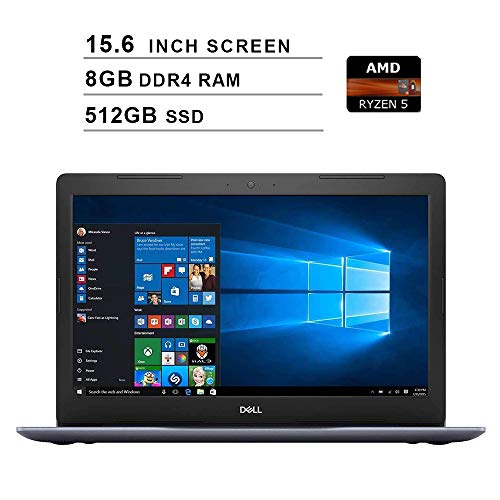 2019 Premium Dell Inspiron 15 5000 15.6 Inch HD Laptop (AMD Ryzen 5 2500U up to 3.6 GHz, 8GB RAM, 512GB SSD, WiFi, Bluetooth, HDMI, Windows 10 Home, Racon Blue)