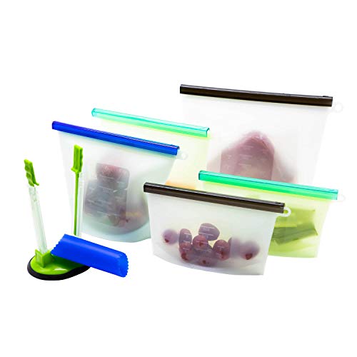 Reusable Food Storage Bags (7 Pieces), Dishwasher Safe & Microwave Safe