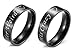 Blowin His Crazy/Her Weirdo Heart Ring Black Stainless Steel Engagement Wedding Band for Women Men Couple Valentine Day Gifts