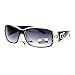 CG Eyewear Rhinestone Studded Narrow Rectangular Designer Fashion Sunglasses Black Clear