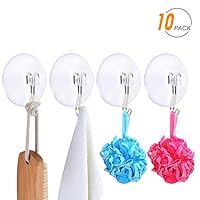 Suction Cup Hooks, SUNDOKI 10 Pack Vacuum Kitchen Towel Hooks Wreath Hangers for Bathroom Shower Smooth Tile, Glass and Mirror (1.97 Inch)