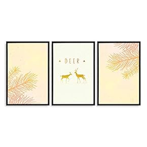 Framed Canvas Wall Art for Living Room, Bedroom Abstract Deer Collection Canvas Prints for Home Decoration Ready to Hanging - 16"x24"x3 Panels