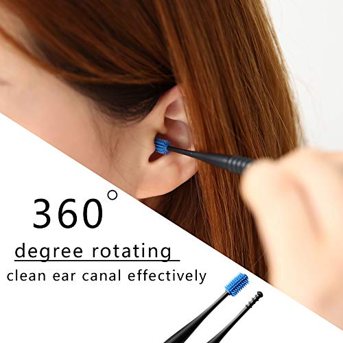Ear Wax Removal Cleaner Tool Kit, FresherAcc 4 Types Earwax Remover Curette Picks Soft Reusable Silicone Stainless Ear Wax Removal System with Portable Storage Box for Men and Women (Blue & Rose Gold) - Thumbnail 3