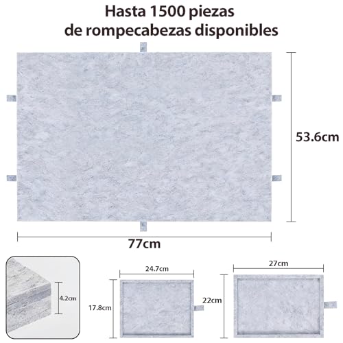 TTMXI Tablero para Rompecabezas 1500 Piezas, Mesa Plegable con 6 Cajones Organizadores, Puzzle Board Inclinable, Base Porta Rompecabezas 77x53.6 cm