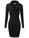 J.TOMSON Women's Long Sleeve Cowl Neck Slim Fit Knit Bodycon Dress