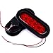 2Pcs 6 Inch Oval led Trailer Tail Lights Red 10 LED Flush Mount w Grommets and Pigtails Plugs Waterproof 12V Sealed Stop Tail Turn Brake Lights Marker Lights Boat Trailer RV Jeep Trucks