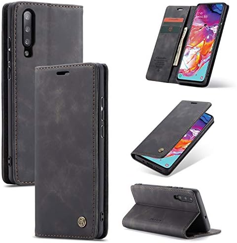 Compatible with Samsung Galaxy A70 (2019) Wallet Case Cover, Magnetic Stand View Premium Cowhide Leather Flip Cover Purse Book Style with ID & Credit Card Slots Pockets for Samsung Galaxy A70(2019)