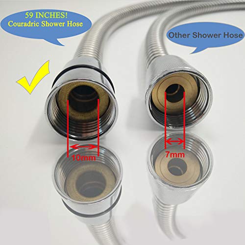 Couradric Shower Hose, 59inch Stainless Steel Showerhead Hose with G1/2 Universal Brass