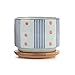 T4U 3 Inch Ceramic Succulent Planter Pots with Bamboo Tray, Japanese Style Porcelain Handicraft as Gift for Mom Sister Aunt Best for Home Office Restaurant Table Desk Window Sill Decoration