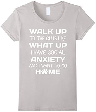 Women's Introverts Walk Up To The Club Anti-Social T-shirt Medium Silver