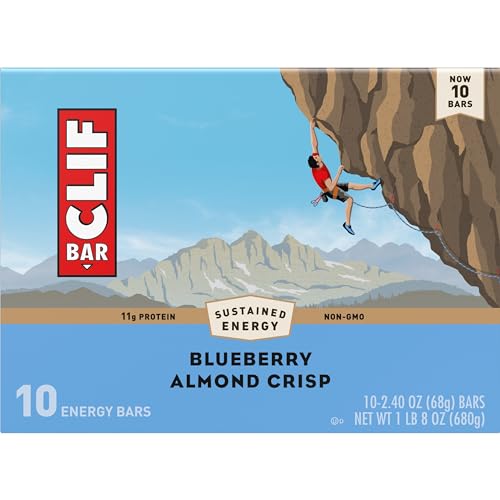 CLIF BAR – BLUEBERRY ALMOND CRISP – MADE WITH ORGANIC OATS – ENERGY BARS – NON-GMO – PLANT BASED PROTEIN BARS (10 PACK)