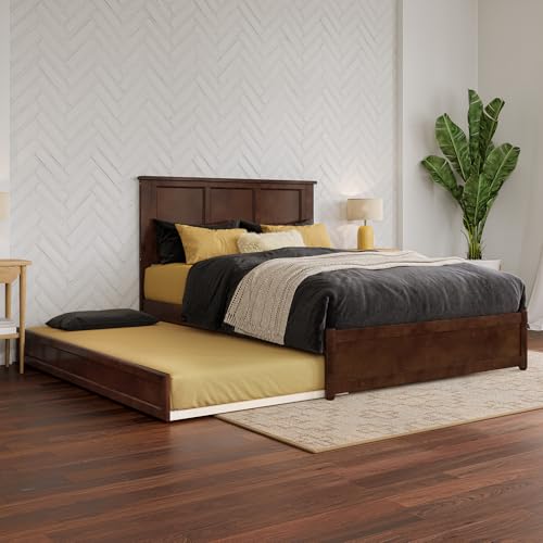 AFI, Felicity Full Platform Bed with Panel Footboard and Twin Trundle, Walnut