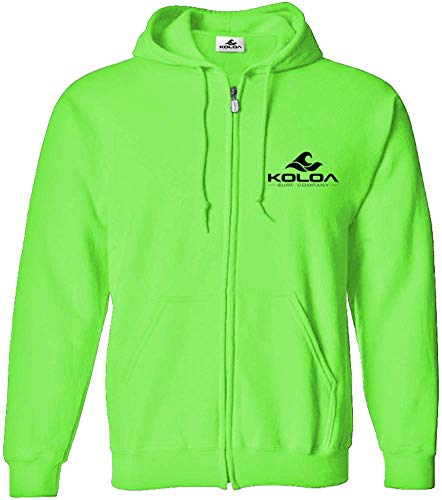 Koloa Full Zipper Wave Logo Hoodie-Neon Green-S