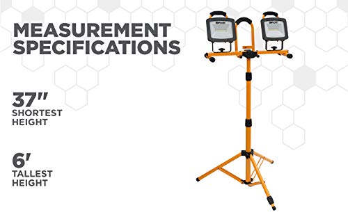 image for Woods WL40236S Portable LED Dual Head Work Light on Steel Tripod, 3000