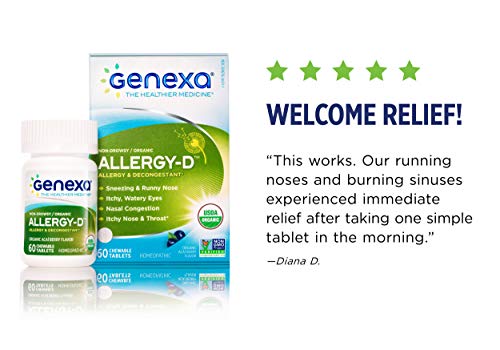Genexa Allergy-D | Certified Organic & Non-GMO, Physician Formulated, homeopathic | Multi-Symptom Allergy Relief Medicine | 180 Tablets (3 Pack)