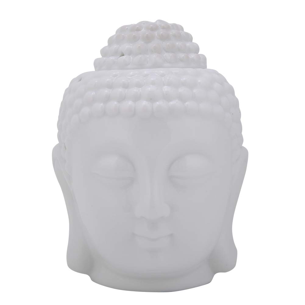 Candle Holder, White Buddha Head Shaped Candle Holder, Candle Holder & Essential Oil Burner, Small Size and Portable