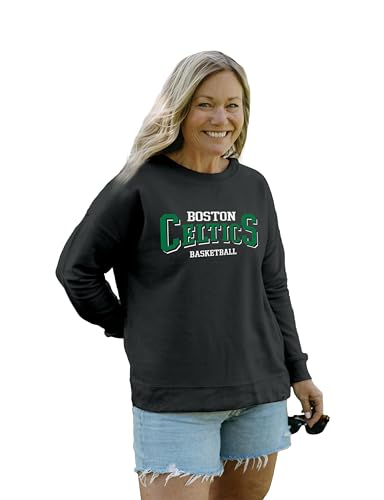 Blue 84 Boston Celtics NBA Officially Licensed Women's Crewneck Sweatshirt Reverse Terry Embroidered, Medium Black at Amazon