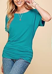 MBJ WT817 Womens Dolman Drape Top with Side