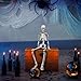proxracer 36'' Halloween Skeleton Life Size, Sound Activated with Illuminated Eye for Halloween Prop Graveyard Decorations