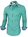 TAM WARE Mens Trendy Slim Fit Inner Checkered Button Down Shirt TWNMS323S-MINT-US M