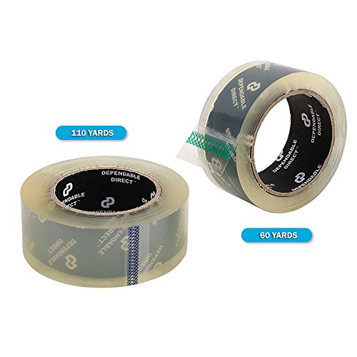 Quiet, Industrial Grade Clear Packing Tape (6 Rolls) - 60 Yards per Roll - 2" Wide x 2.7 mil Thick, Acrylic Adhesive Heavy Duty Tape for Box Office Moving Packaging Shipping, Free Tape Cutte
