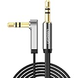 UGREEN 3.5mm Auxiliary Audio Jack to Jack cable 90 Degree Right Angle for Apple iPhone, iPod, iPad, Samsung,Smartphones &amp; Tablets and Speakers,24K Gold Plated Male to Male (1.5FT, Black)