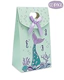 Mermaid Party Favor Gift Bags - 12 Pack, Treat, Goodie and Candy Bags, Party Supplies for Birthdays and Baby Showers