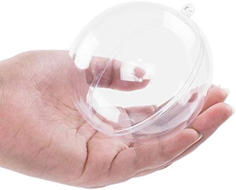 Zervatek Clear Ornaments Balls, DIY Ornament Balls Christmas Decoration Baubles,Clear Fillable Transparent Ball Gifts for Wedding Party Decor (10cm)