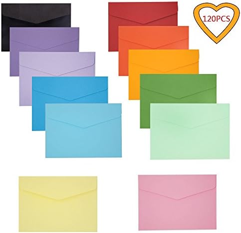 Colorful Envelopes, 120 Pack Small Colored Envelopes Mini Envelopes Gift Card Multi Colored Envelopes Pocket Envelopes Bulk for Gift Card Wedding, Birthday Party Supplies, 4.5 x 3.2 inch