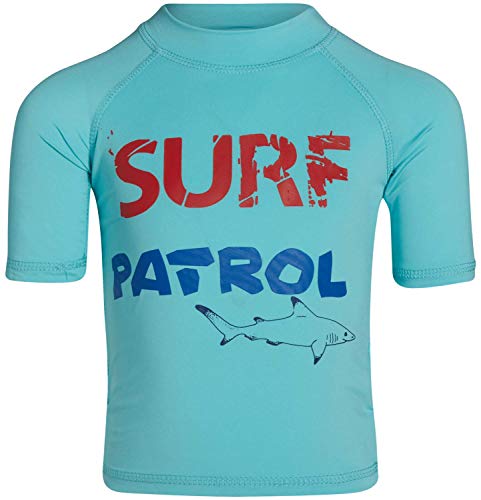 Sweet & Soft Baby Boys 2-Piece Rash Guard and Trunk Swimsuit Set- Short Sleeve, Blue Surf Patrol, Size 3T'
