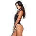 Women Monokini Swimsuits One Piece Bathing Suit Deep V Stylish Backless String Black L