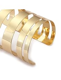 QTMY - Brazalete de aleación de metal dorado con aro abierto