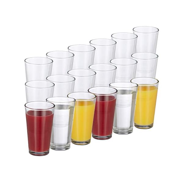 Relaxdays 18er Set Trinkgläser, dickwandige Wassergläser, schlichtes Design, spülmaschinenfest, 500 ml, transparent, glass, 18 Stück (1er Pack)