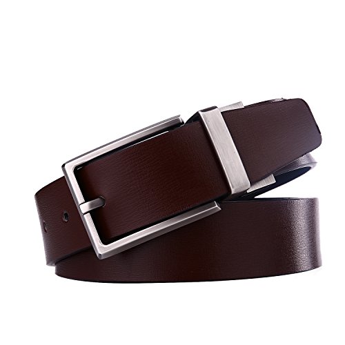 Beltox Fine Men's Dress Belt Leather Reversible 1.25" Wide Rotated Buckle Gift Box ... (Black/Brown,36-38) ...