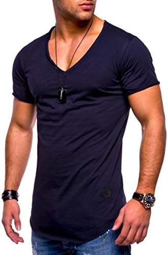 Limsea Hot Sale! Men Tee Slim Fit V Neck Short Sleeve Muscle Cotton Casual Tops Blouse Shirts