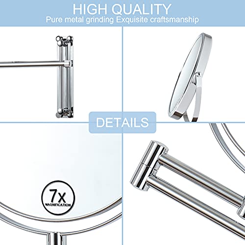 Lansi Wall Mount Makeup Mirror, 7X Magnification Mirror Adjustable