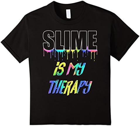 unisex-child Slime Is My Therapy Slimey Dripping Rainbow T-Shirt 12 Black