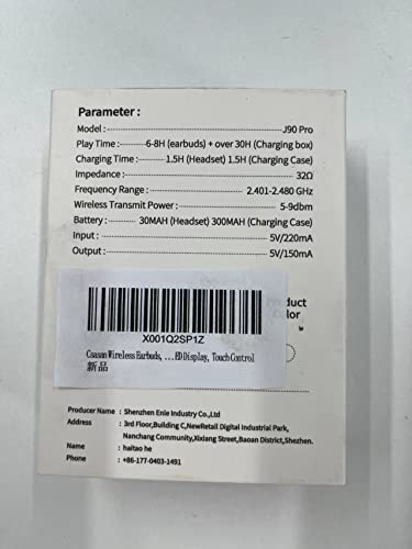 Csasan Wireless Earbuds, 2023 Bluetooth 5.3 Headphones HiFi Stereo, 40H Playtime, Mini Bluetooth Earbuds with ENC Noise Cancelling Mic, IP7 Waterproof Wireless Earphones LED Display, Touch Control