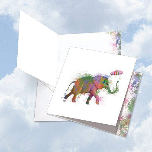 The Best Card CompanyBirthday Card with Envelope (Large 8.5 x 11 Inch) - Cool Happy Bday Greeting Card for Kids, Adults - Funky Rainbow Wildlife Elephant JQ4948JBDG