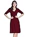 Sue&Joe Women's 3/4 Sleeve Dress Ruched Waist Classy V-Neck Casual Cocktail Dress, Burgundy, Tagsize3XL=USsize16-18