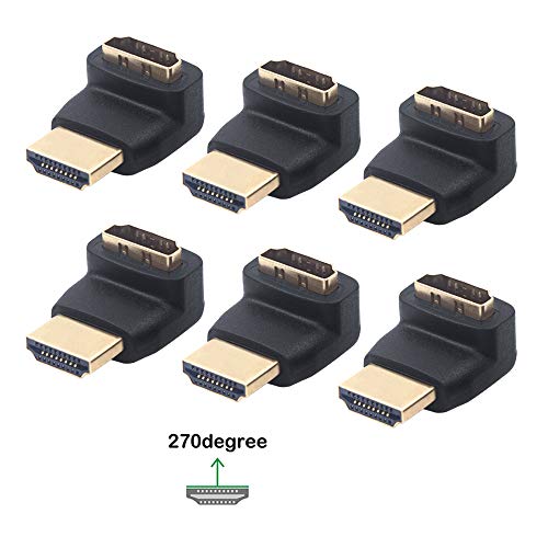 VCE 6-Pack HDMI 270 Degree Male to Female Right Angle Adapter 3D&4K Supported